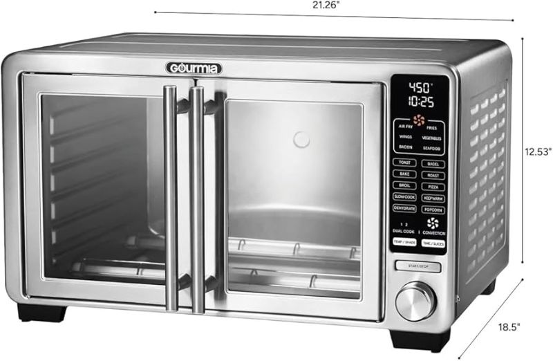 Photo 1 of Cook quickly and easily with the Gourmia XL Digital Countertop Oven with Air Fry, a 16-in-1 oven with a high-speed convection mode and an integrated temperature probe.
16 One-Touch Cooking Presets for Fast and Consistent Results
Patented FryForce 360° Tec