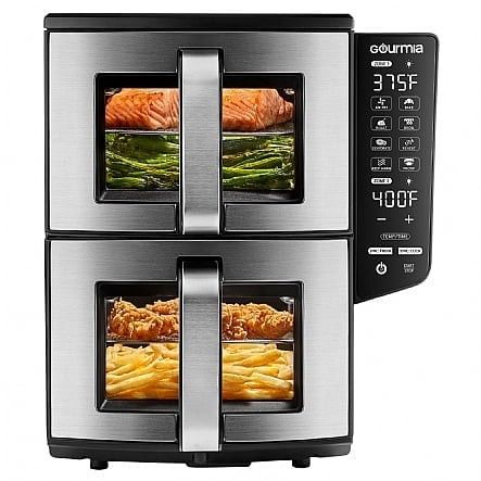 Photo 1 of Cook many & more foods in less space with the Gourmia Dual Basket Air Fryer which features two stacked and synced 5.5-QT. baskets. The baskets work together to redefine what you can accomplish in an air fryer. Sync Finish: Cook different foods at differen