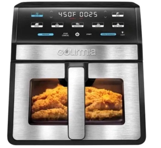 Photo 1 of Gourmia 8-Quart Digital Air Fryer with Window & Light?Extra-Large 8-Quart Basket
7 One-Touch Cooking Functions
Cooks up to 450° F
Optional Preheat and Turn Reminder
Dishwasher Safe Removable Parts