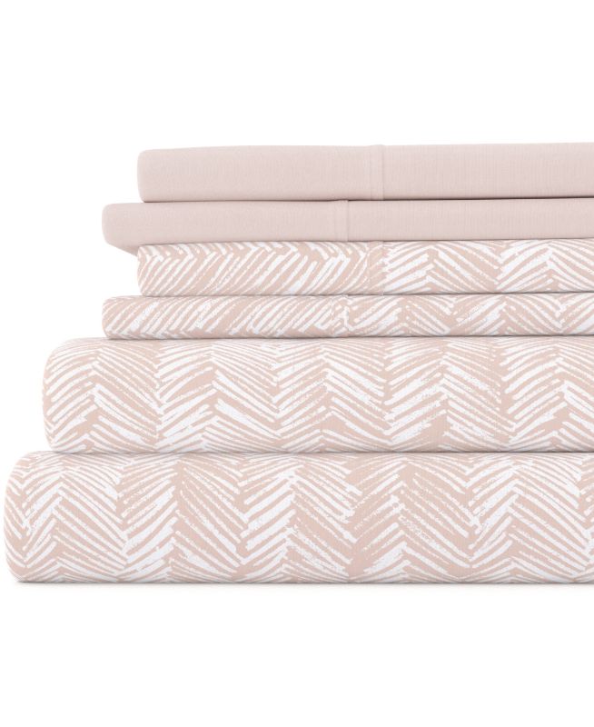 Photo 1 of Kaycie Gray Herringbone Easy Care 6-Pc. Sheet Set, Twin - Soft Rose