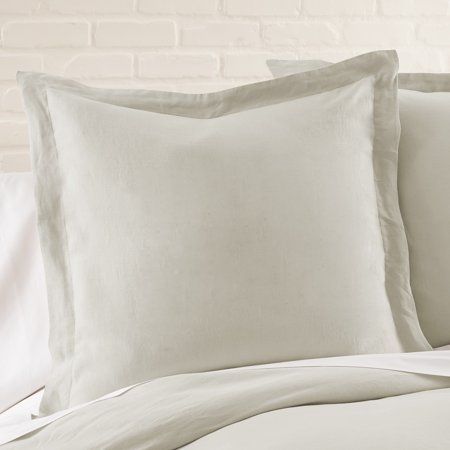 Photo 1 of Washed Linen Natural Flange 26 in. X 26 in. Euro Sham