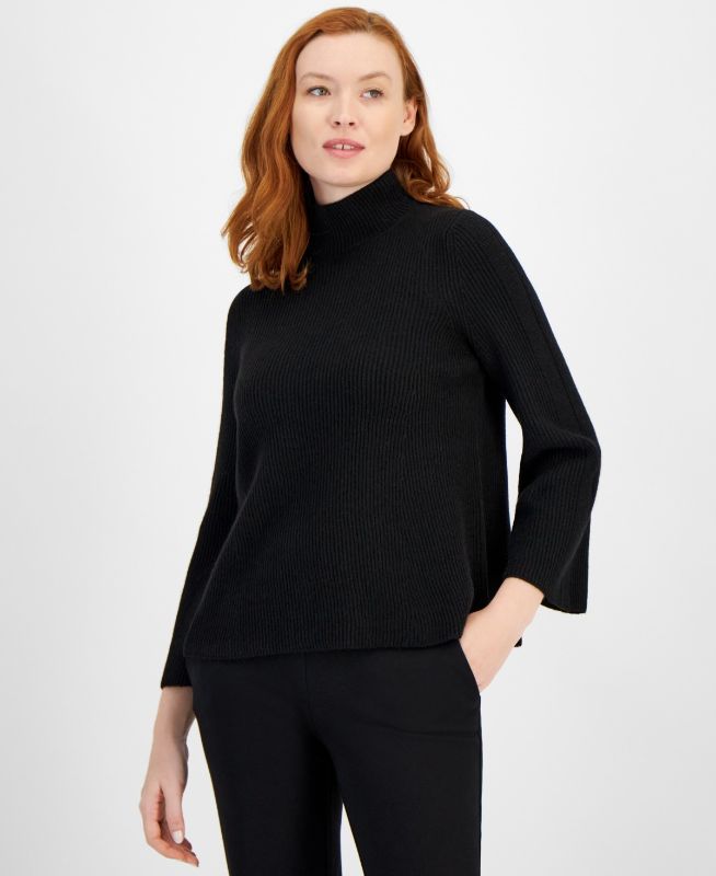 Photo 1 of Anne Klein Women's Bell-Sleeve Pullover Sweater - Black - Size