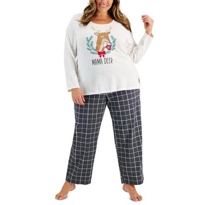 Photo 1 of Matching Women's Plus Size Mama Deer Mix It Family Pajama Set - Grey Plaid - Size 1X