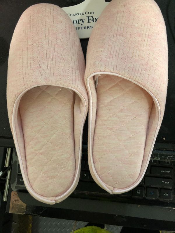 Photo 1 of Charter Club Women's Pointelle Closed-Toe Slippers Fair - Muave - Size X-Large (11-12)