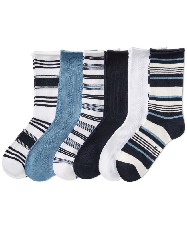 Photo 1 of Lauren Ralph Lauren Women's 6-Pk. Striped Roll-Top Socks - Assorted - Size 9-11
