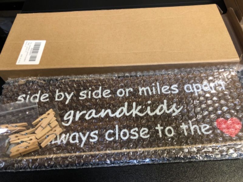 Photo 1 of 15" X 6" WOOD HANGING SIGN GIFT FROM GRANDKIDS TO GRANDPARENTS