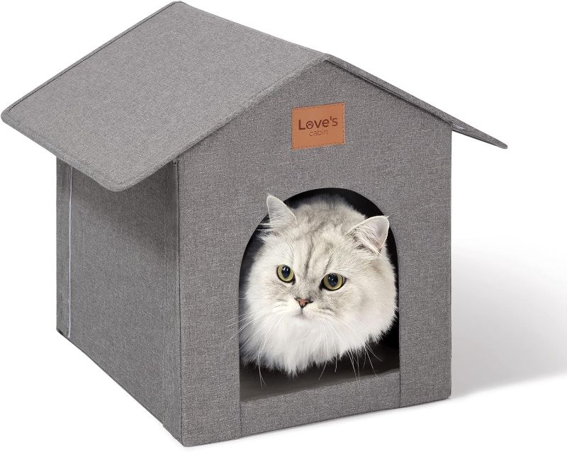Photo 1 of Love's cabin Outdoor Cat House Weatherproof, Insulated Feral Cat House Outdoor for Winter, Waterproof Outside House for /Indoor Cats, Shelter with Removable Soft Cushion
