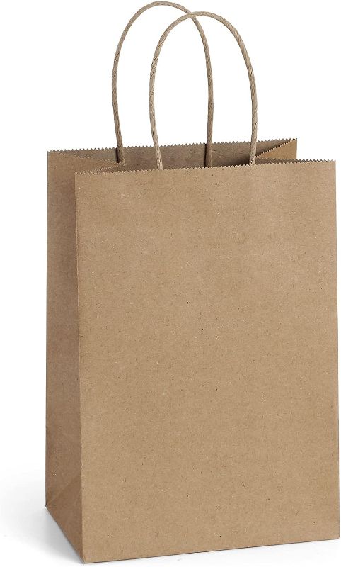Photo 1 of BagDream 100Pcs 5.25x3x8 Inches Gift Bags Small Paper Bags with Handles Bulk Kraft Brown Paper Shopping Wedding Birthday Party Favor Gift Bags For Goody Craft
