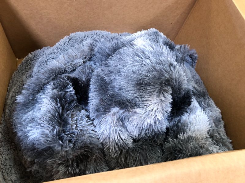 Photo 3 of Bedsure Faux Fur Winter Blankets Twin Size Grey - Tie-dye Fuzzy Fluffy Super Soft Furry Warm Plush Comfy Shag Thick Sherpa Shaggy Twin Blankets for Bed, Sofa, Couch, 60x80 inches 60x80 Grey