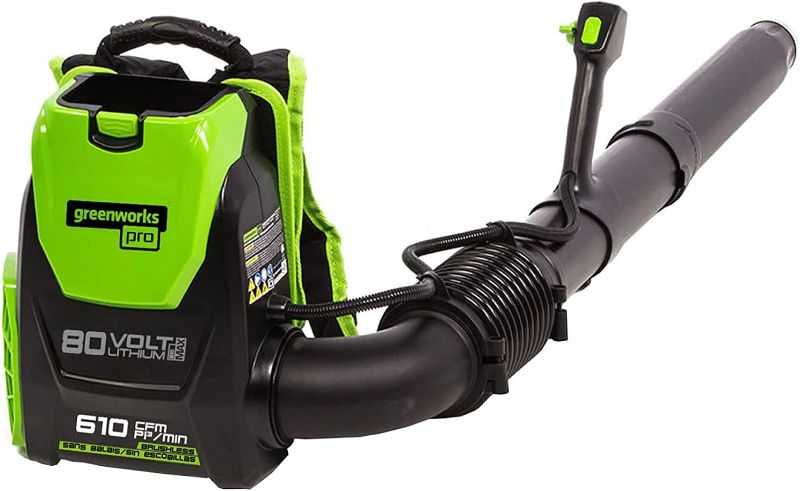 Photo 1 of Greenworks 80V (180 MPH / 610 CFM / 75+ Compatible Tools) Cordless Brushless Backpack Blower, Tool Only

