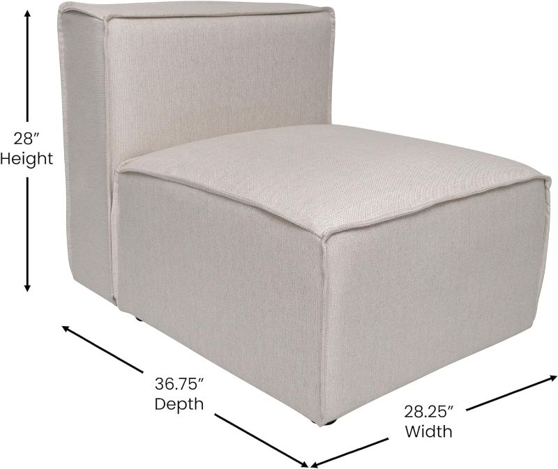 Photo 1 of Flash Furniture Bridgetown Luxury Modular Sectional Sofa, Armless Center Seat, Set of 1, Cream

