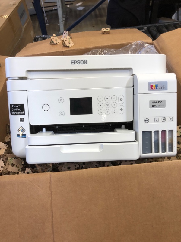 Photo 2 of Epson EcoTank ET-3850 Wireless Color All-in-One Cartridge-Free Supertank Printer with Scanner, Copier, ADF and Ethernet – The Perfect Printer Home Office,White
