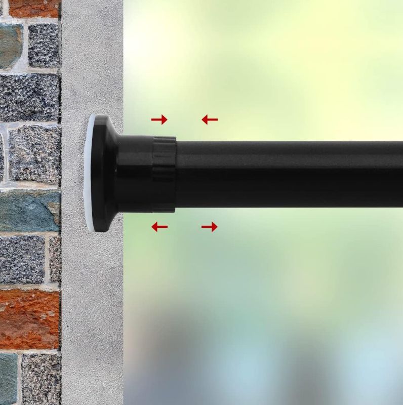 Photo 1 of Refrze Room Divider Tension Curtain Rod, Tension Shower Curtain Rods, Premium Tension Windows Curtain Rods,No Drilling,Adjustable Bathroom Stall Tension Pole-Black 122-150 Inch Black 122-150"
