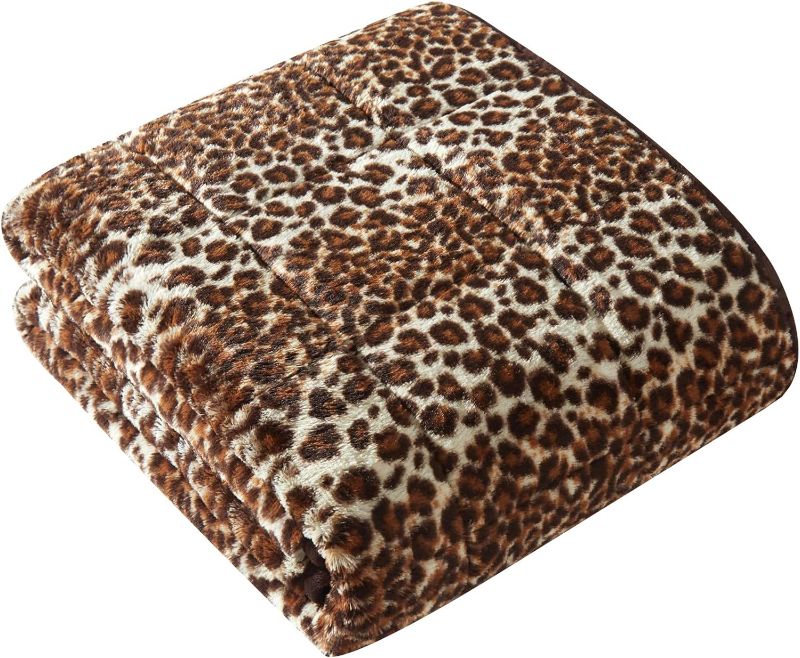 Photo 1 of Dearfoams Super Soft 12 Pound Animal Print Faux Fur Weighted Blanket, 48"x72"
