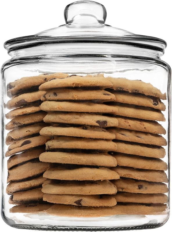 Photo 1 of 1 Gallon Glass Cookie Jar - Large Food Storage Container with Airtight Lid - Keep Fresh Flour, Chewy Pet Treats, Candy, Dried Foods, Detergent Pods for Your Kitchen or Laundry Room- Pack of 1