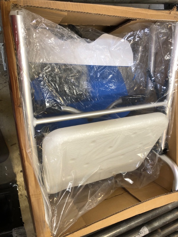 Photo 1 of Folding Shower Chair with Soft Arms and Back 500lbs, Heavy Duty Shower Seat for Inside Shower, Medical Adjustable Bath Seat for Bathtub, Anti-Slip Shower Stool for Elderly Handicap & Bariatric (Blue)