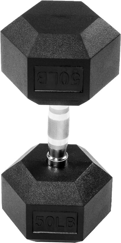 Photo 1 of Signature Fitness Rubber Coated Hex Dumbbell, 50 Lb
