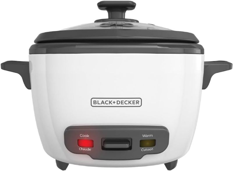 Photo 1 of BLACK+DECKER 16-Cup Rice Cooker, RC516, 8-Cup Uncooked Rice, Steaming Basket, Removable Non-Stick Bowl, One Touch
