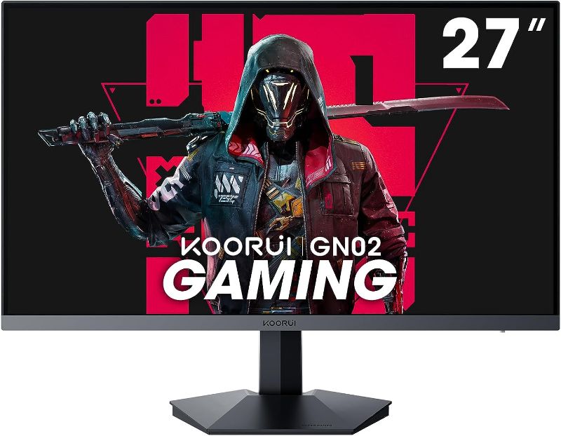 Photo 1 of KOORUI 27 Inch Gaming Monitor 240hz, 1ms, FHD 1920x1080, 90% DCI-P3, 100% sRGB Color Gamut, Adaptive Sync Compatible, HDMI, DisplayPort, Black, GN02
