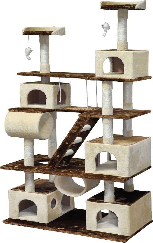 Photo 1 of -BOX NUMBER 1 OF 2, MISSING BOX NUMBER 2 OF 2- Go Pet Club Huge 87" Tall Cat Tree House Climber Furniture with Swing
