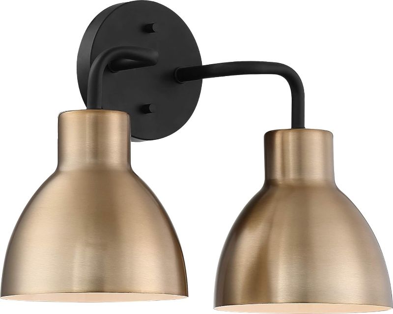Photo 1 of NUVO 60/6792 Sloan 2-Light Vanity Fixture, Matte Black and Brass Finish
