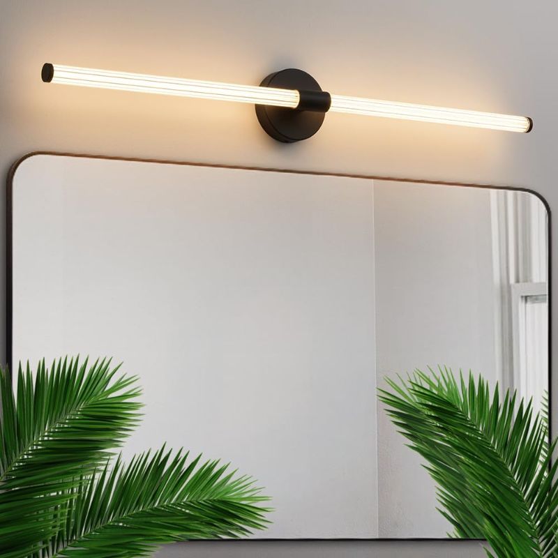 Photo 1 of Gednbo Dimmable LED Bathroom Vanity Lights Black 360° Full Lighting Bathroom Light Fixtures Over Mirror 39 inch Vanity Light Bar Modern Wall Sconce 3600K Warm Light for Bedroom Living Room
