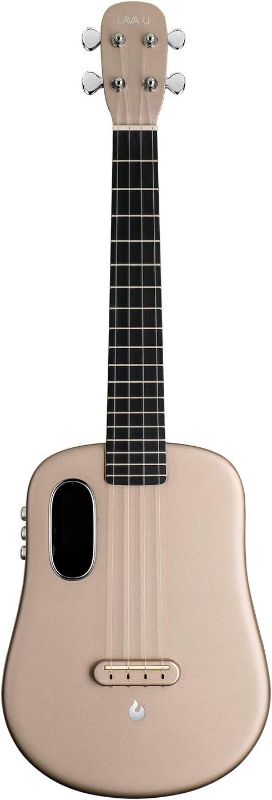 Photo 1 of LAVA U Carbon Fiber Ukulele with Effects Tenor Travel Ukulele with Case Pick and Charging Cable (FreeBoost, Sparkle Gold, 26-inch)
