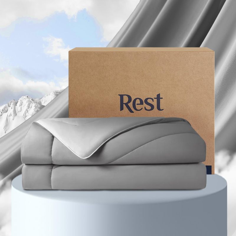 Photo 1 of REST® Evercool® Cooling Comforter, Good Housekeeping Award Winner for Hot Sleepers, All-Season Lightweight Blanket to Quickly Cool Down While Stay Warm All Night, Cool Gray - Full/Queen 90"x90"
