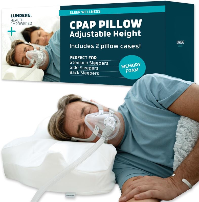 Photo 1 of Lunderg CPAP Pillow for Side Sleepers - Includes 2 Pillowcases - Adjustable Memory Foam Pillow for Sleeping on Your Side, Back & Stomach - Reduce Air Leaks & Mask Pressure for a Better Sleep
