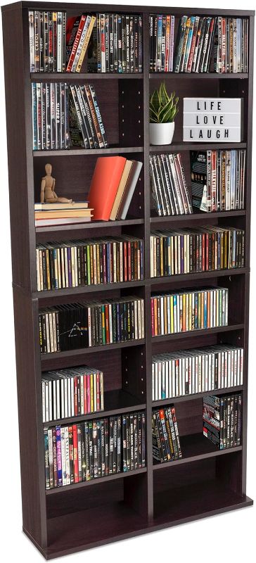 Photo 1 of Atlantic Oskar Adjustable Media Cabinet - Holds 464 CDs, 228 DVDs or 276 Blu-rays, 12 Adjustable and 4 fixed shelves PN in Espresso
