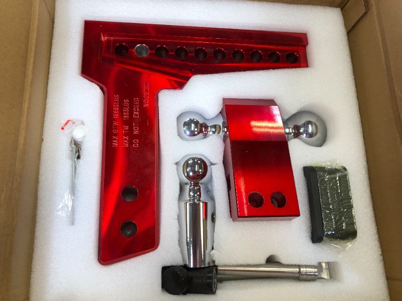 Photo 2 of YATM Hitch Fits 2.5 Inch Receiver,8" Drop/Rise,Aluminum Drop Hitch,Adjustable Trailer Hitch Replaceable Tri Balls (1-7/8", 2", 2-5/16") Mount,Tow Hitch,GTW 18,500 LBS Red- Ultra Quiet Y-532508 8-inch Drop