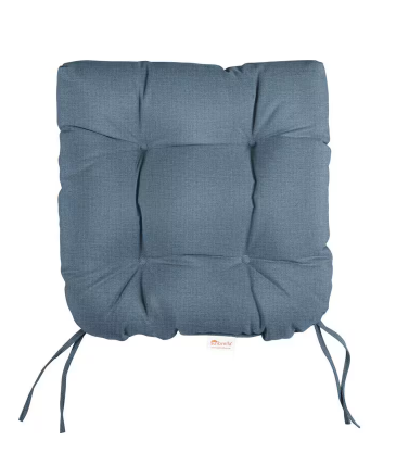 Photo 1 of Sunbrella Spectrum Denim Tufted Chair Cushion Round U-Shaped Back 16 x 16 x 3
