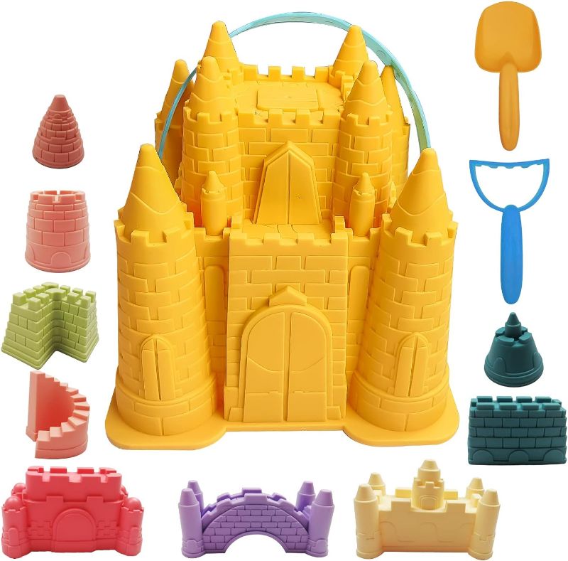 Photo 1 of IOKUKI Beach and Sand Castle Kit, 12 PCS Sand Toys for Kids Outdoor with Sand Castle Bucket, Molds, Rake and Shovel, Great Toys for Beach
