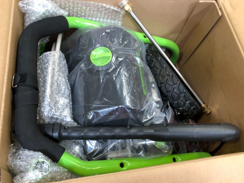 Photo 2 of Greenworks 2000 PSI (13 Amp) Electric Pressure Washer (Wheels For Transport / 20 FT Hose / 35 FT Power Cord) Great For Cars, Fences, Patios, Driveways