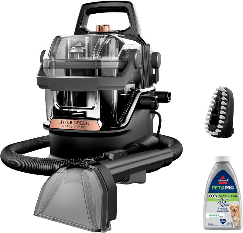 Photo 1 of BISSELL Little Green HydroSteam Multi-Purpose Portable Carpet and Upholstery Cleaner, Car and Auto Detailer, 3618, Black and Copper Harbor
