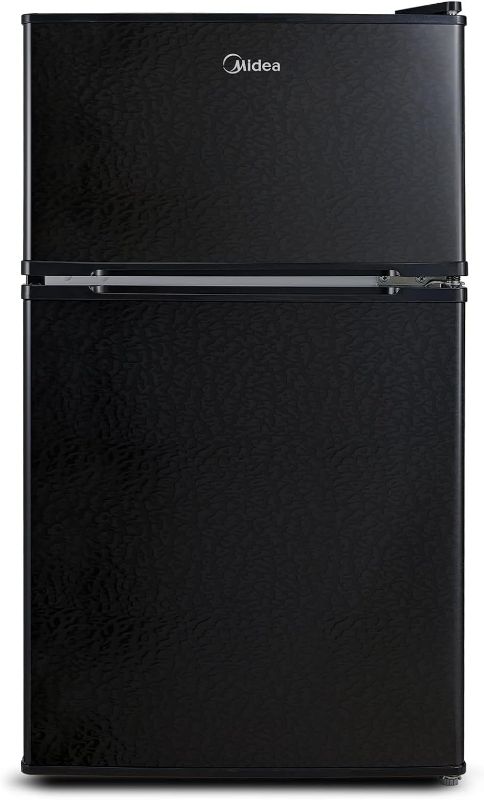 Photo 1 of Midea WHD-113FB1 Double Door Mini Fridge with Freezer for Bedroom Office or Dorm, 3.1 cu ft, Black 