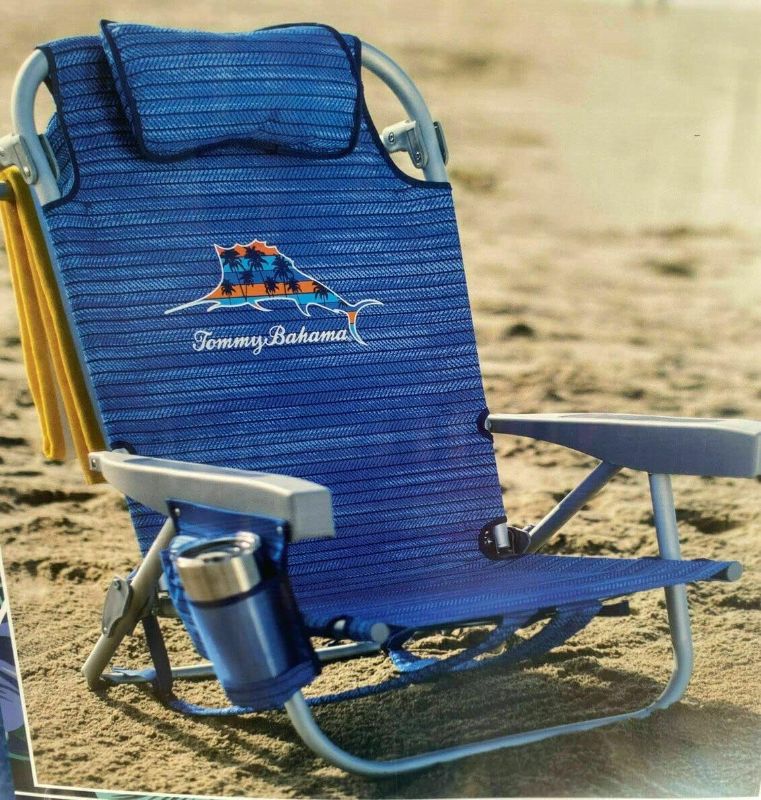 Photo 1 of Tommy Bahama Backpack Beach Chair, Aluminum, Blue Sailfish
