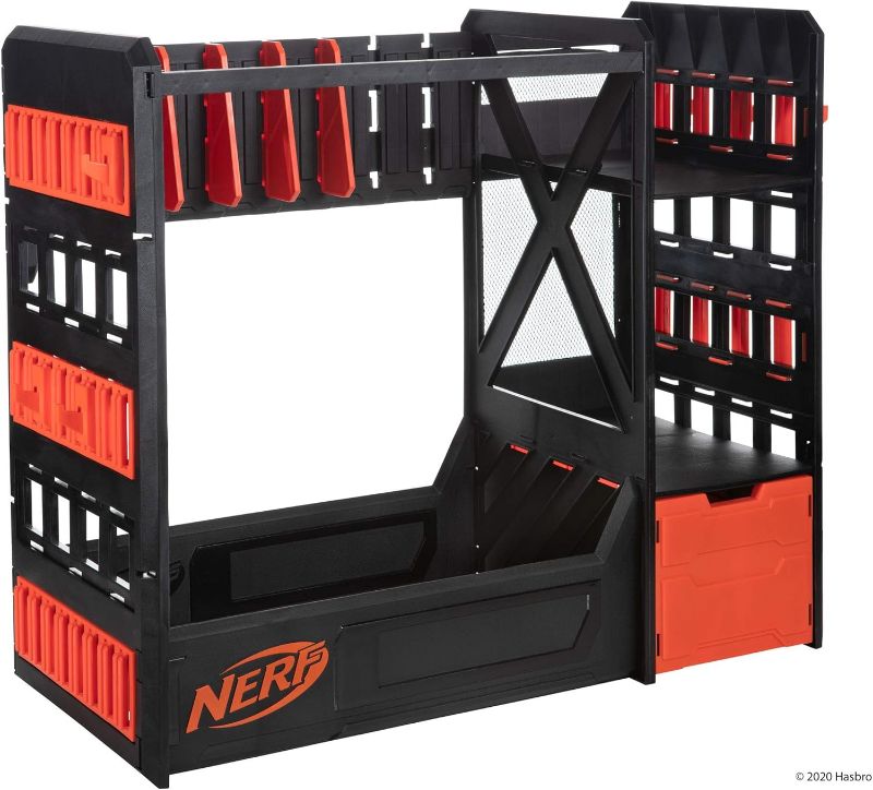 Photo 1 of NERF Elite Blaster Rack - Storage for up to Six Blasters, Including Shelving and Drawers Accessories, Orange and Black - Amazon Exclusive
