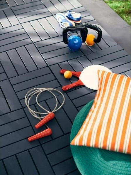 Photo 1 of 5 Pack Plastic Interlocking Deck Tiles, 12x12 Inch Patio Deck Tiles, Square Composite Decking Tiles, Waterproof Outdoor Plastic Flooring Tile for Balcony Porch Backyard Poolside, All Weather Use