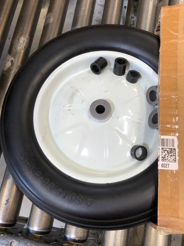 Photo 2 of 4.80/4.00-8" Flat Free Tire and Wheel,16" Universal Solid Replacement Wheelbarrow Wheel,Steel Rim with 5/8" & 3/4" Bearing and 3"- 6"Center Hub, for Wheelbarrow,Garden and Utility Carts,Trolleys,Wagon