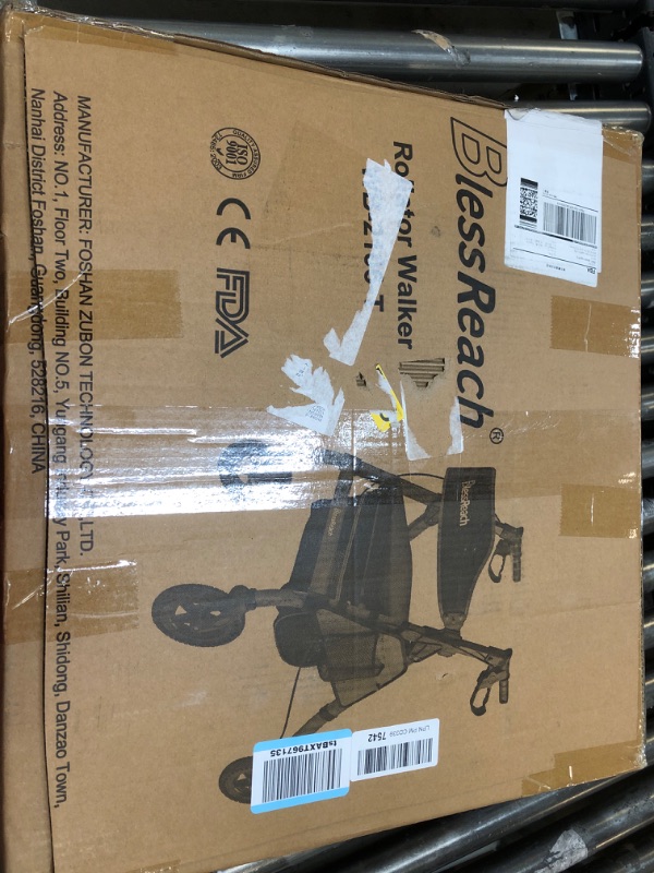 Photo 1 of BlessReach Heavy Duty Rollator Walker - Aluminum Rolling Walker for Seniors and Adults with Large Seat, Support Up 450 lbs (Blue)