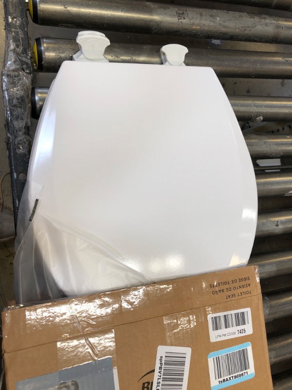 Photo 2 of Bemis 500EC 390 Lift-Off Wood Round Toilet SEAT, Cotton White