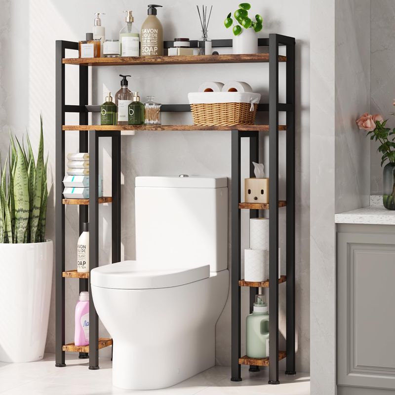 Photo 1 of Homeiju Over The Toilet Storage Cabinet with Toilet Paper Holder Stand, 35.5'' Wide Freestanding Bathroom Organizer Space-Saving Toilet Rack for Bathroom, Restroom, Laundry, Rustic Brown