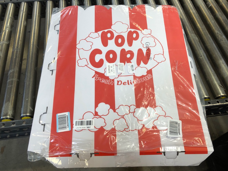 Photo 2 of Giant Popcorn Box with Balloons and Balloons Pump Large Cardboard Popcorn Display Stand Popcorn Prop Decorations for Movie Night, Carnivals, Theme Party, Circus, Theater (50 Pcs)