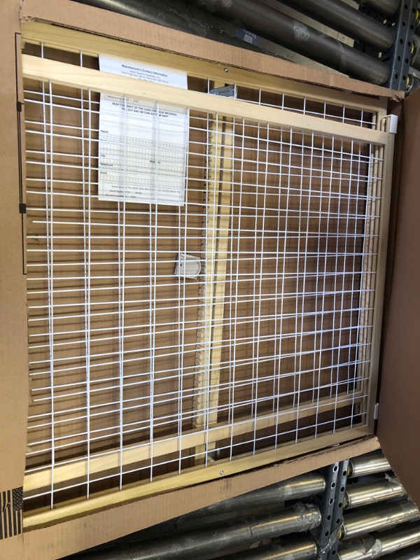 Photo 2 of Toddleroo by North States 50" Wide Extra Wide Wire Mesh Baby Gate, Made in USA: Installs in Wide Opening Without damaging Wall. Pressure Mount. Fits 29.5"-50" Wide (32" Tall, Sustainable Hardwood)
