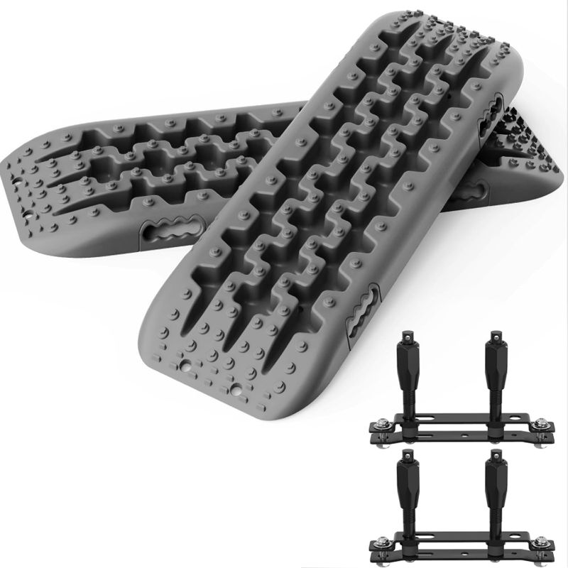 Photo 1 of ALL-TOP Recovery Traction Boards, 2PCS & Mounting Kit, Reinforced Off Road Bendable Tire Friction Tracks (3rd Gen, Gray) Classic Boards with Mount, Grey