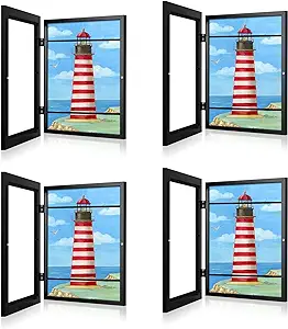 Photo 1 of [4-Pack] Kids Art Frames, 8.5x11 Front Opening Kids Artwork Frames Changeable, Black Artwork Display Storage Frame for Wall, Holds 50 Pcs, for 3D Picture, Crafts, Children Drawing, Hanging Art,
