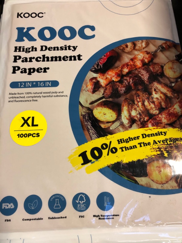 Photo 2 of KOOC Premium 12x16 Inch Parchment Paper Sheets, 100-Pack, Precut Unbleached Baking Paper - High Density & Compostable - Non-Stick - Ideal for Oven, Microwave, Air Fryer - Cooking and Baking Essential 100 Count XL (12" x 16")