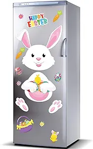 Photo 1 of 16 Pieces Happy Easter Bunny Refrigerator Magnets Fridge Magnet Sticker Bunny Easter Egg Magnet Sticker Easter Decoration for Easter Party Decor Home Kitchen Door Cabinet
