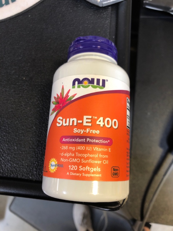 Photo 2 of NOW Supplements, Sun-E™ 400 IU with d-alpha Tocopherol from Non-GMO Sunflower Oil, 120 Softgels 120 Count (Pack of 1) exp 12 2026